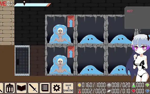 On all fours in a sexy outfit she takes on the demon king's slime army