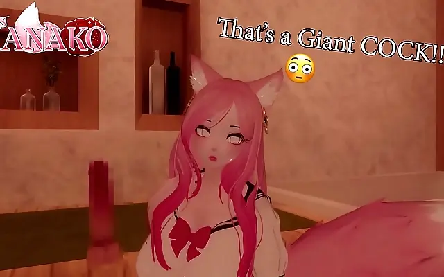 In the Anime Lab Busty Cat Girl Kanako Takes on a Massive Dick