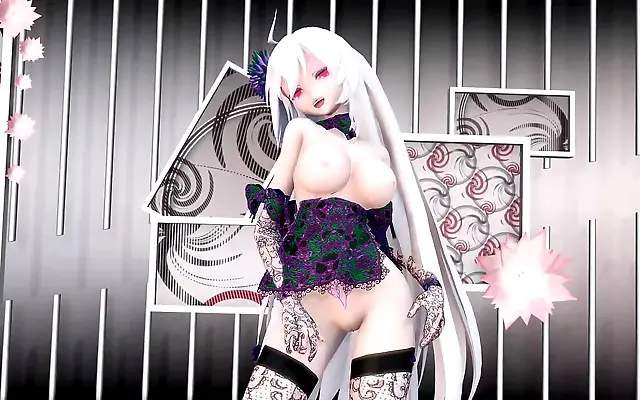 Yowane Haku Seductive Lingerie Dance in Purple Silk MMD 3D Fantasy