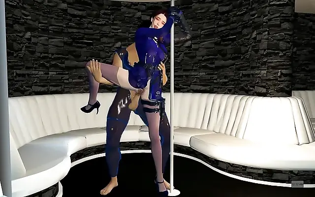 Electric night with a sexy officer in 3D heaven