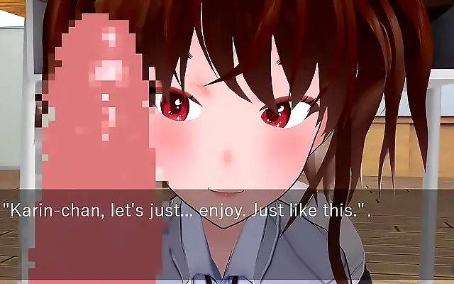 Smooth thighs beneath the desk, hot anime blowjob in school blazer action