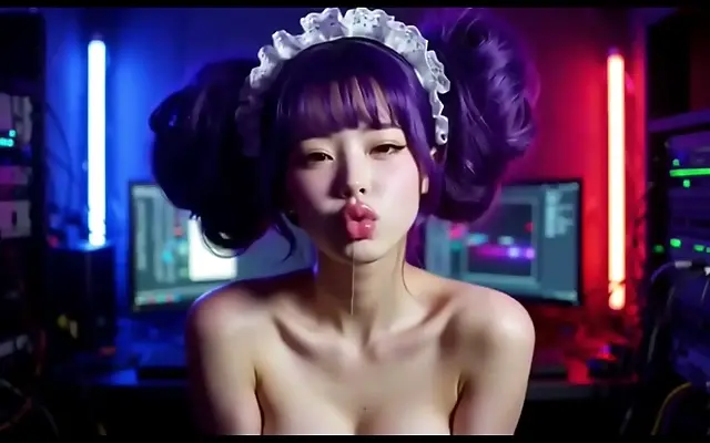 Cyberpunk Fantasy Asian Beauty in an Office Seduction AI Animation