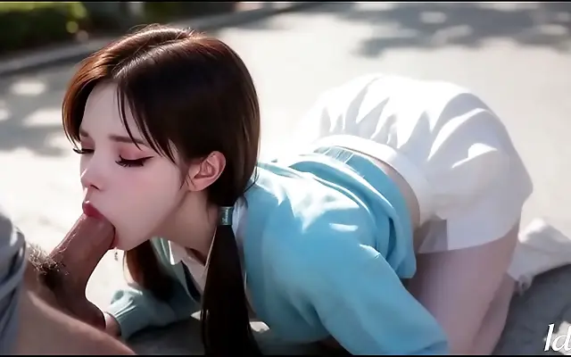 Asian Student in Cute Outfit Gets Fucked in Bloom Filled Park
