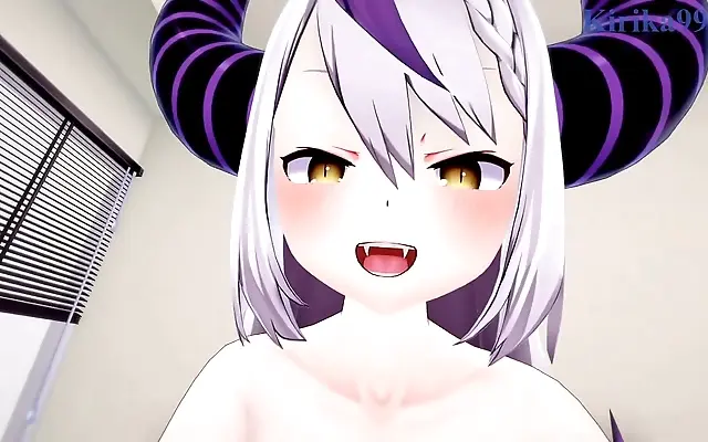 La Darkness and Korone's intense 3D hentai encounter with big boobs and creampie