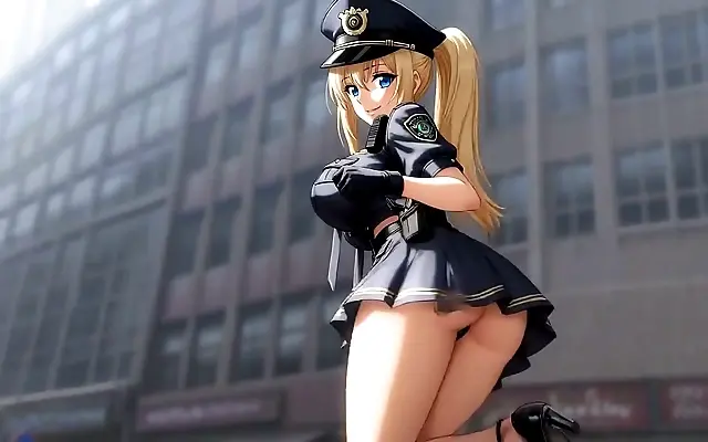 3D Anime Cop Babe Shows Off Her Hottest Assets in Wild Doggy and Cowgirl Fucks