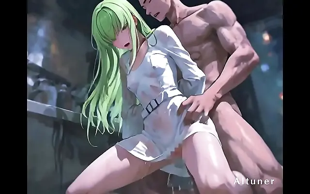 Green haired beauty unleashed in steamy anime fantasy