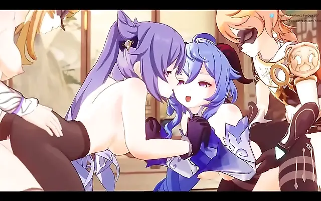 3D Hentai Animation Ganyu and Keqing Steamy Fantasy Scene