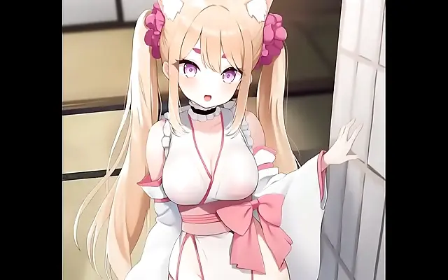 Seductive kimono maiden in steamy anime fantasy