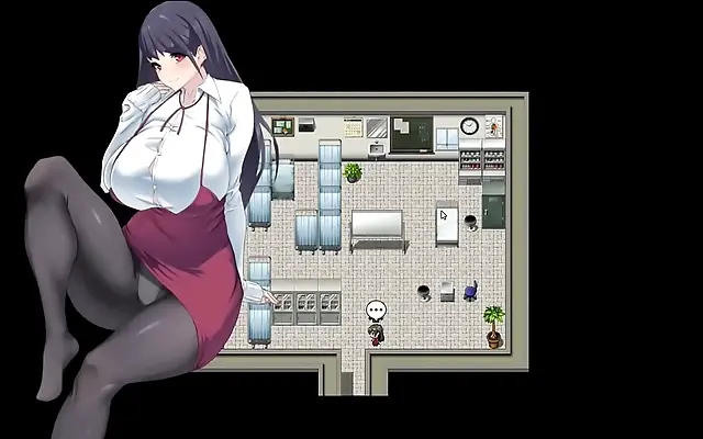 Busty anime teacher seduces students in 3D hentai adventure game playthrough